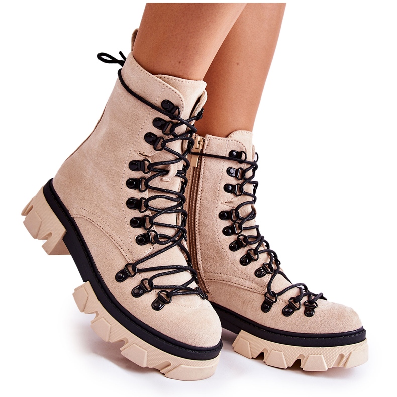 PS1 Warm Suede Boots Workers Tied Beige Pierro