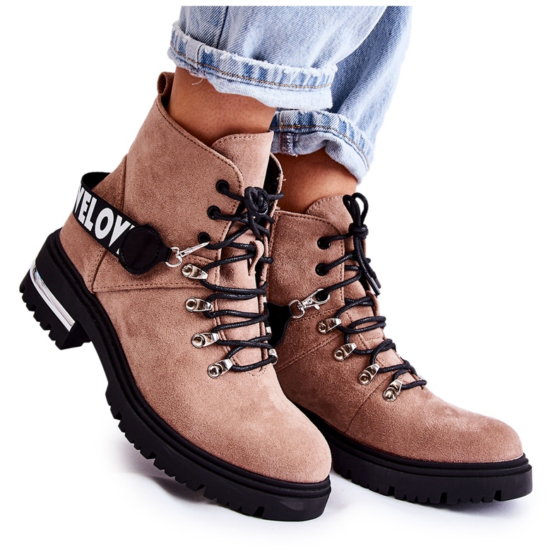 PS1 Suede Warm Boots With A Belt Brown Aurelio beige