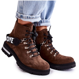 Suede Warm Boots With A Belt Dark Brown Aurelio Suede Warm Boots With A Belt Dark Brown Aurelio