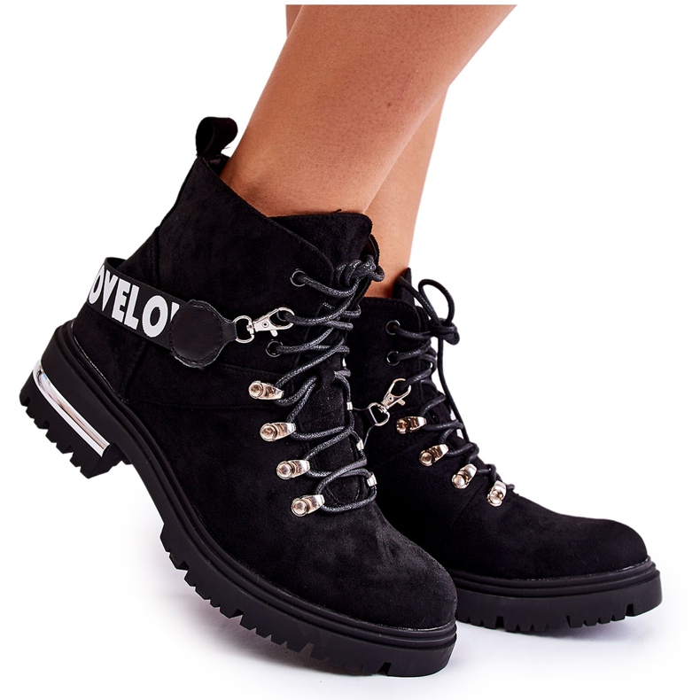 PS1 Suede Warm Boots With A Belt Black Aurelio