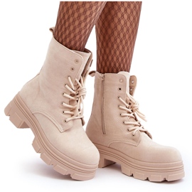 Suede Boots With Zipper Beige Marley
