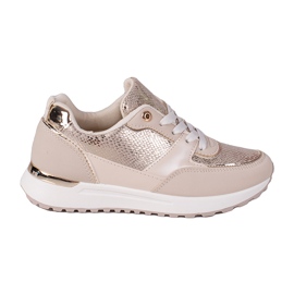 Beige sneakers for women Shelovet with a snake pattern