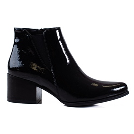 SHELOVET Black lacquered Chelsea boots Sergio Leone with high heels