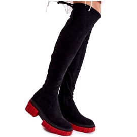 Suede Women's Boots Black-Red Cheera Suede Women's Boots Black-Red Cheera