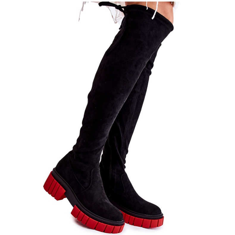 Suede Women's Boots Black-Red Cheera