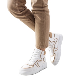White Rosed ankle sneakers beige