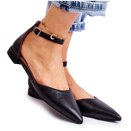 WD1 Women's Leather Ballerinas Sandals In Spitz Black Caprise WD1 Women's Leather Ballerinas Sandals In Spitz Black Caprise