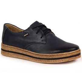 Leather women's shoes on a navy blue platform Helios 380