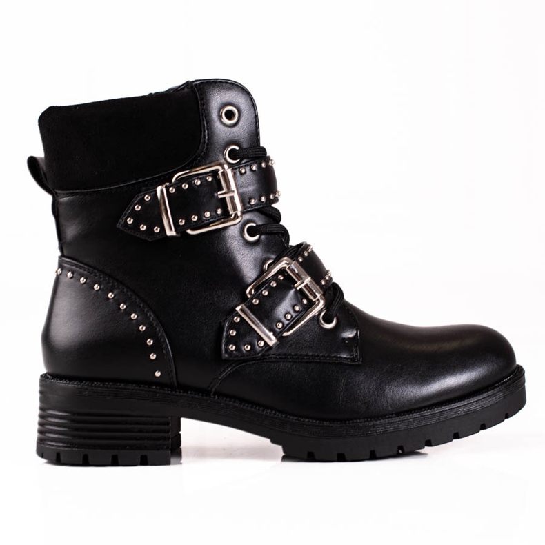 Shelovet Women's Low Workers in a rock style black