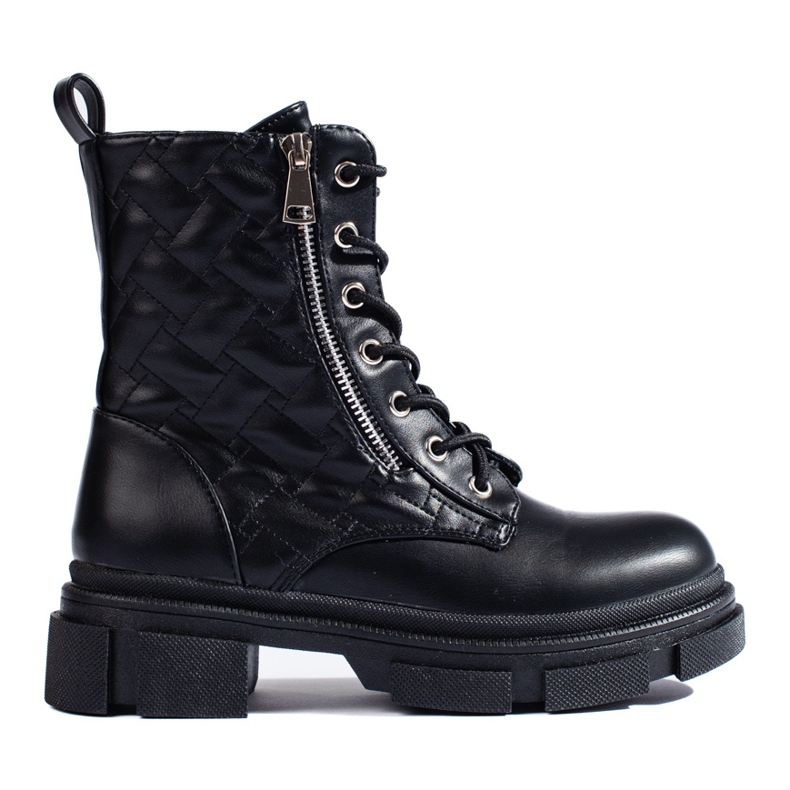 Shelovet workery black lace-up boots for women