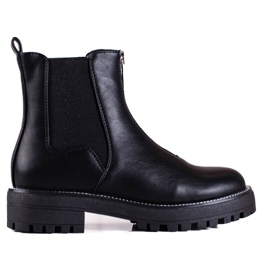 Shelovet women's black workers with a zipper