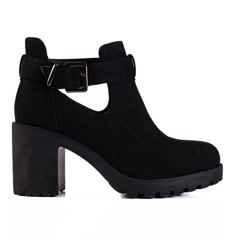Shelovet women's black boots with a decorative buckle