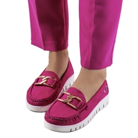 Pink loafers on the Campini platform violet