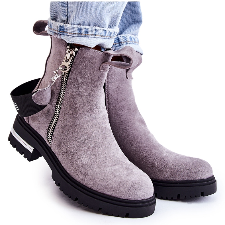 PS1 Warm Women's Boots With Zipper Gray Calvaro grey