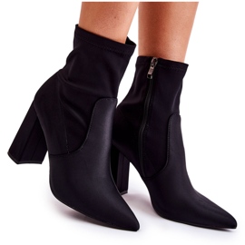 Women's Material Boots On Heel Black Amile Women's Material Boots On Heel Black Amile