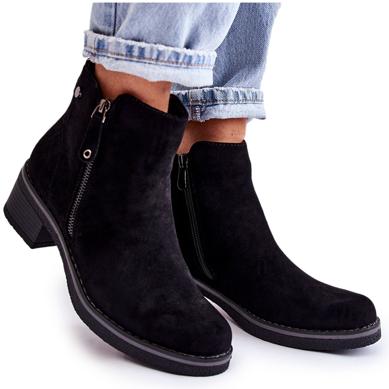 PS1 Black Laurisa suede boots on a low heel