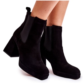 Suede Boots On Chunky Heel Laura Messi 2519 Black