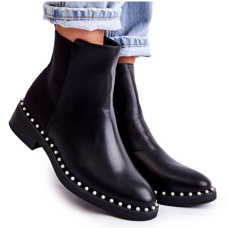 PG1 Jilanna Black Jilanna Chelsea Boots With Pearls PG1 Jilanna Black Jilanna Chelsea Boots With Pearls