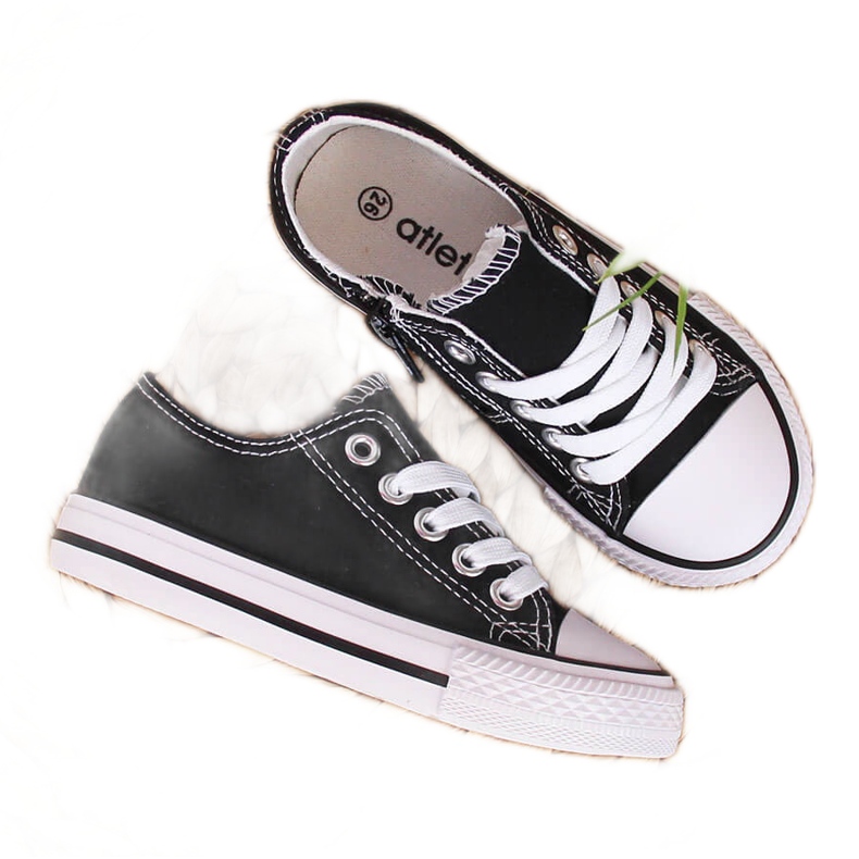 Black Atletico children's lace-up sneakers low sneakers