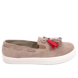 Autumn sneakers with Salma Khaki fringes beige brown