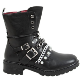 Military boots with chain Luba Black