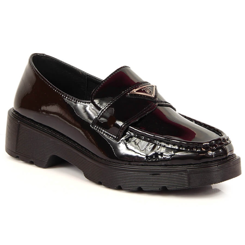 Leather lacquered women's loafers on the Filippo platform black