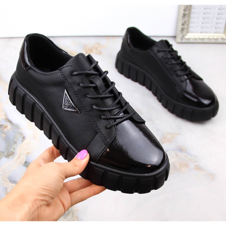 Leather shoes women lace -up black Filippo varnished