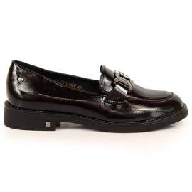 Women's black patent lacquered loafers Potocki