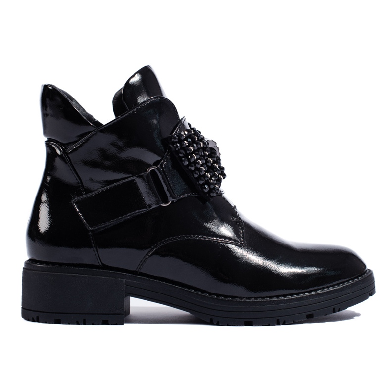 Black lacquered boots with Velcro W. Potocki