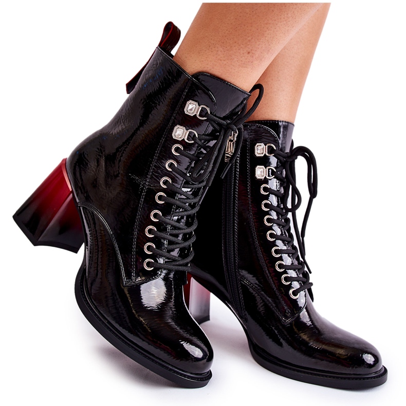 S.Barski Fashionable Black Alisse Warm High Heels Boots