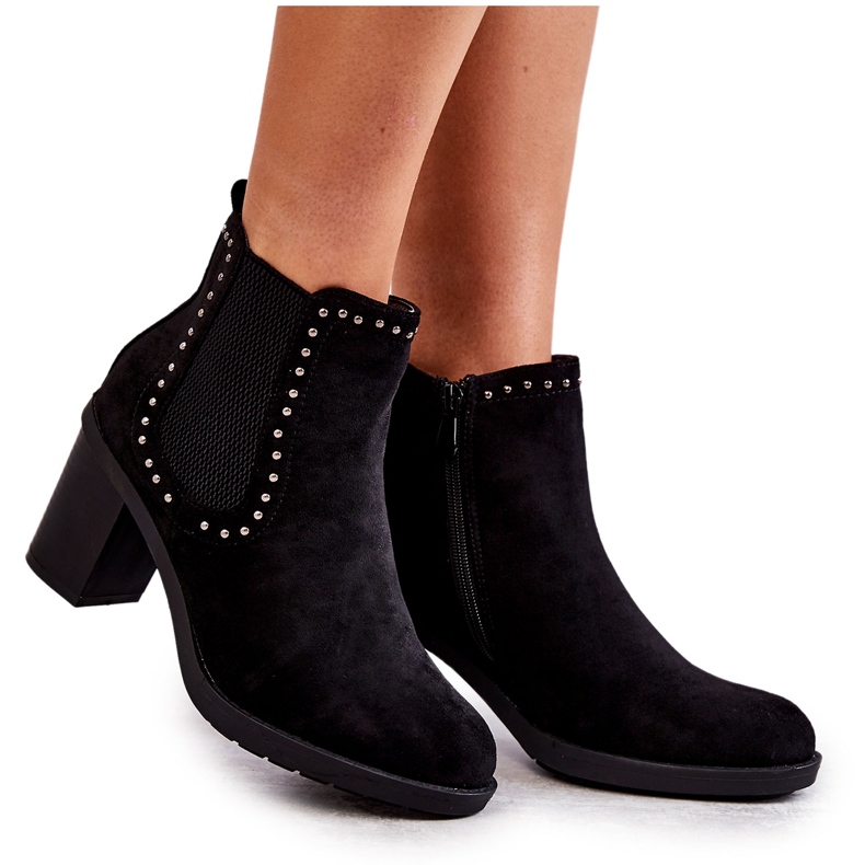 PG1 Black Cambia Suede Boots With Studs On A Post