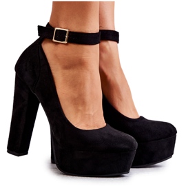 Suede Pumps On The Black Rivia Platform