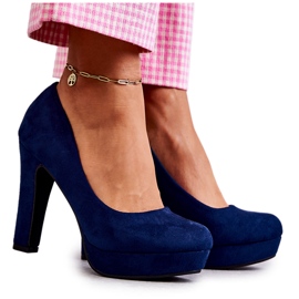 Classic Suede Pumps On Heel Navy Soro blue