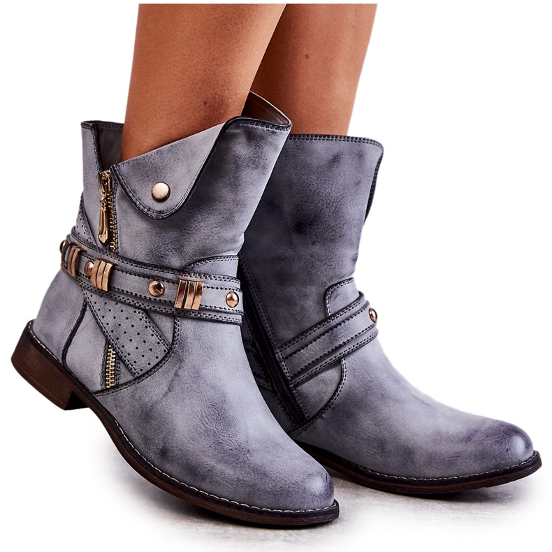 PG1 Women's High Boots With Blue Alisa Ornaments
