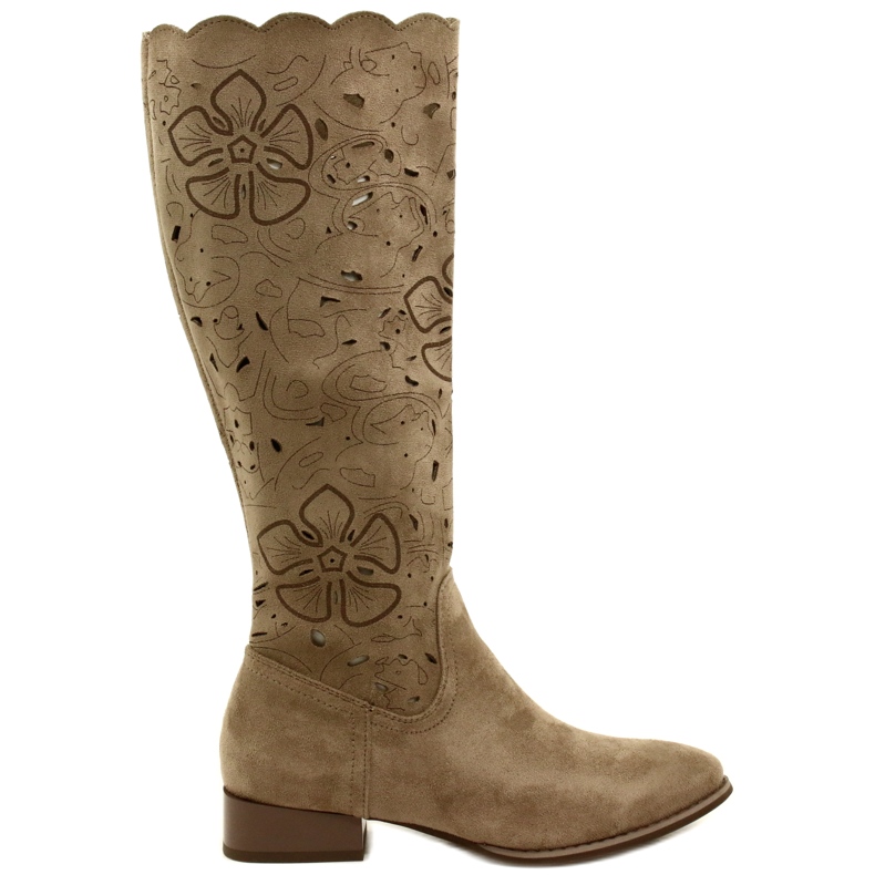 M.Daszyński Openwork beige boots SA197-18
