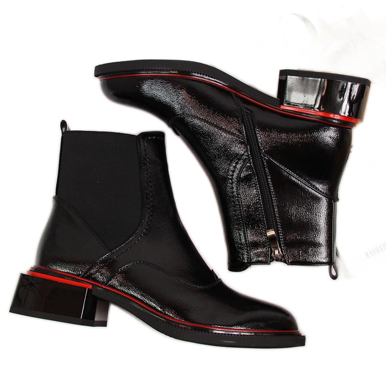 Women's black patent leather Jodhpur boots Filippo