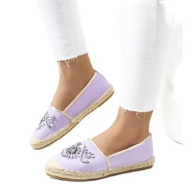 PA1 Violet espadrilles with cubic zirconias. Block purple