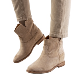 Zoki beige ankle boots with a covered wedge heel