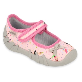 Befado children's slippers 109P248 pink with a bow