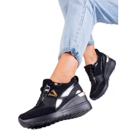 Vinceza Black women's Potocki wedge sneakers Vinceza Black women's Potocki wedge sneakers