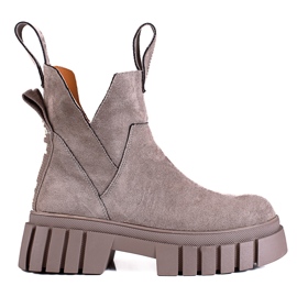 Women's Shelovet brown boots on a high platform