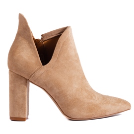 High Shelovet women's beige boots with a cut-out