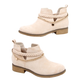 Cut-out boots with Cupro Beige chain