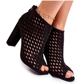 WT1 Black suede openwork boots from Jenissa