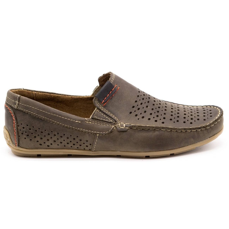 Olivier Men's shoes moccasin 906 for summer brown grey
