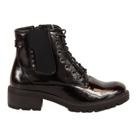 Women's black insulated boots, lacquered Vinceza