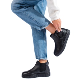 T.Sokolski Ladies' black Chelsea boots on the Sokolski platform, made of natural leather T.Sokolski Ladies' black Chelsea boots on the Sokolski platform, made of natural leather