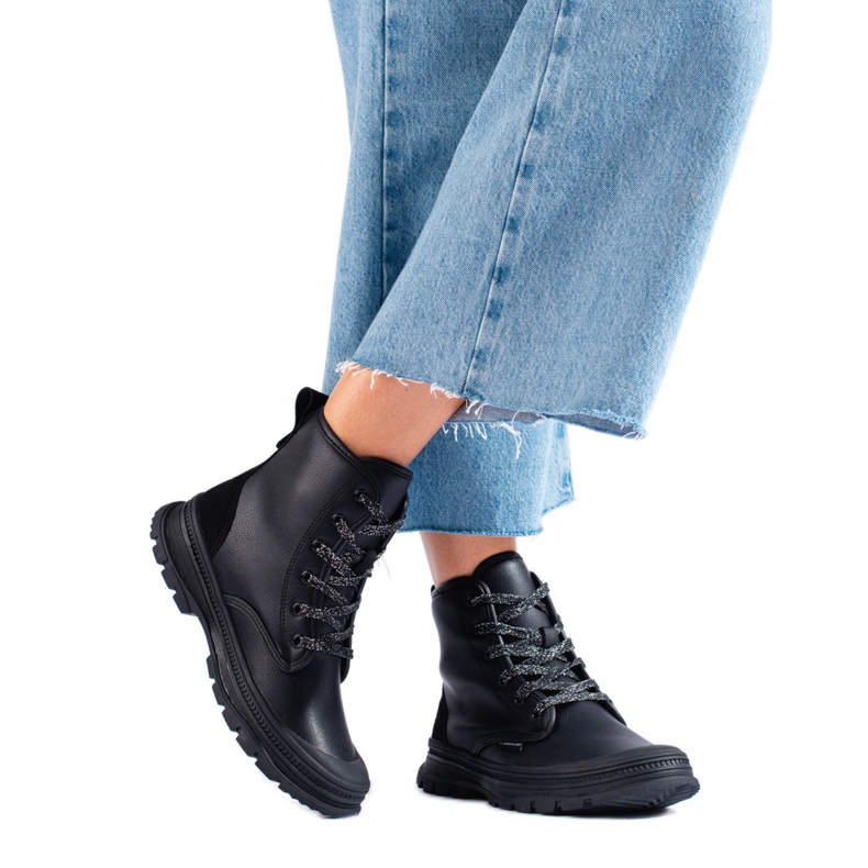 T.Sokolski Sokolski lace-up women's boots made of ecological leather black