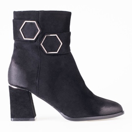 T.Sokolski Sokolski black suede women's boots on a wide post T.Sokolski Sokolski black suede women's boots on a wide post