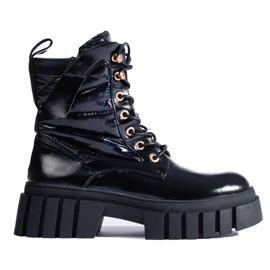 Black women's workers' shoes with a thick sole
